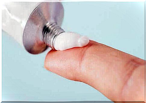 Bactroban ointment on a finger