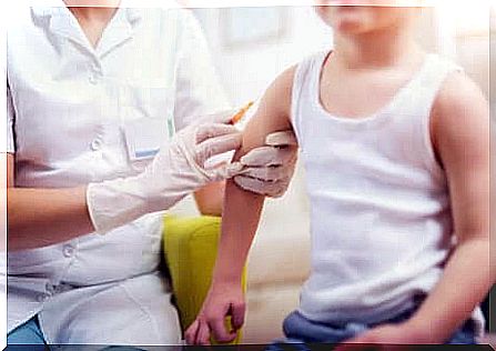 Vaccination of a child. 